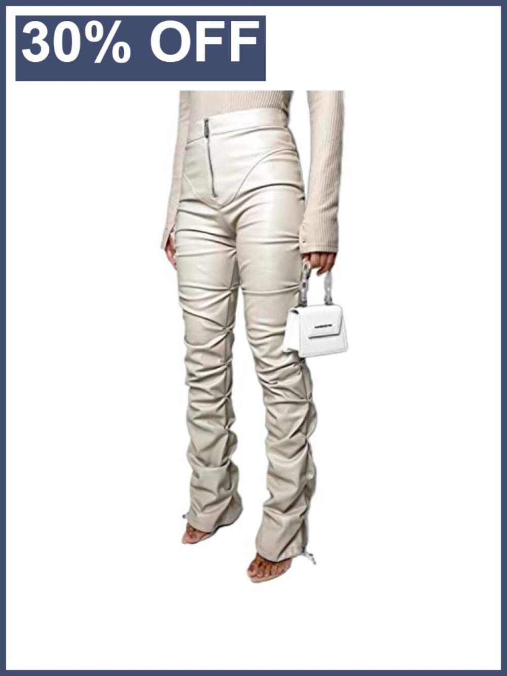 High Waist Faux Leather Leggings Ruffle Ruched Y2K Streetwear Pants